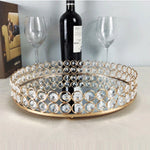 plateau decoratif blanc doré miroir classique clips assiette rond verre