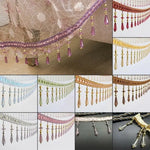 ruban decoratif pendantes broderie fine violet bleu clair doré rouge classique élégant