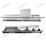égouttoir cuisine étagère argentée filetée moderne vis assiettes bols tasses soucoupes