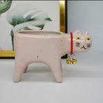 vase créatif moderne cache pot chat céramique bleu rose gris vert marron orange texture
