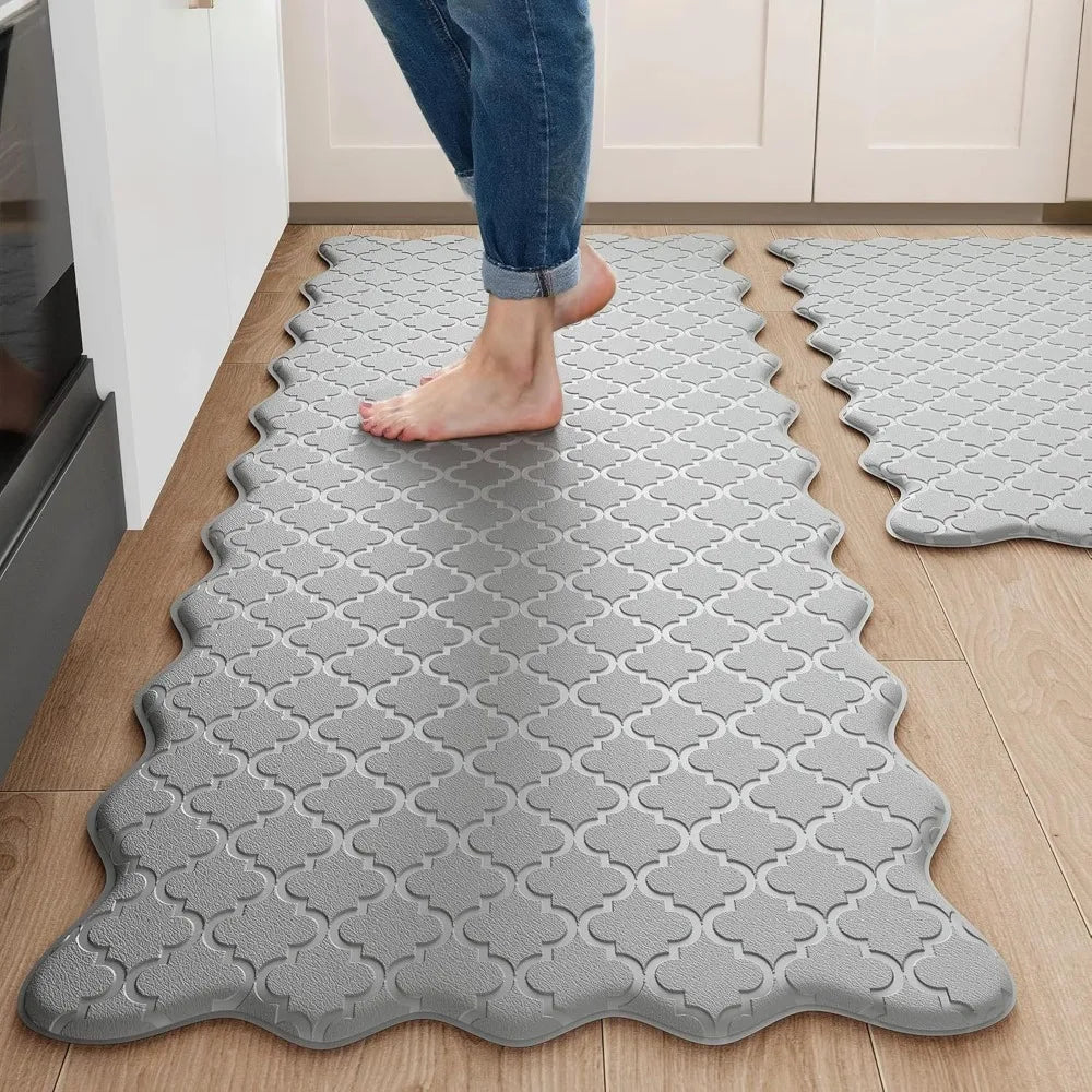 tapis cuisine noir motif géométrique moderne antidérapant sol durable imperméable gaufré festonné