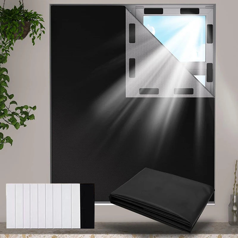 rideau occultant noir argent adhésif fenetre balcon isolation thermique moderne polyester 145cm 200cm