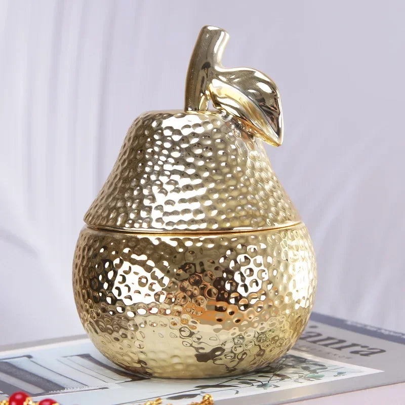 boîte bijoux fruit forme céramique or argent texture martelée moderne décoration rangement