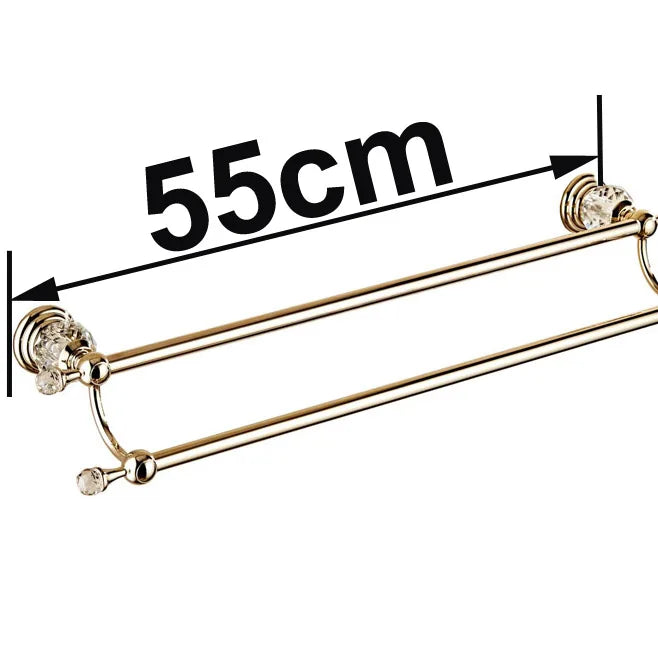 porte serviettes mural or cristal rondelles classique vis invisibles double barres 615mm