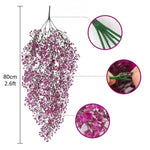 guirlande artificielle vigne verte décoration extérieure mariage petite fleurs blanches violettes naturelle suspendue 80cm