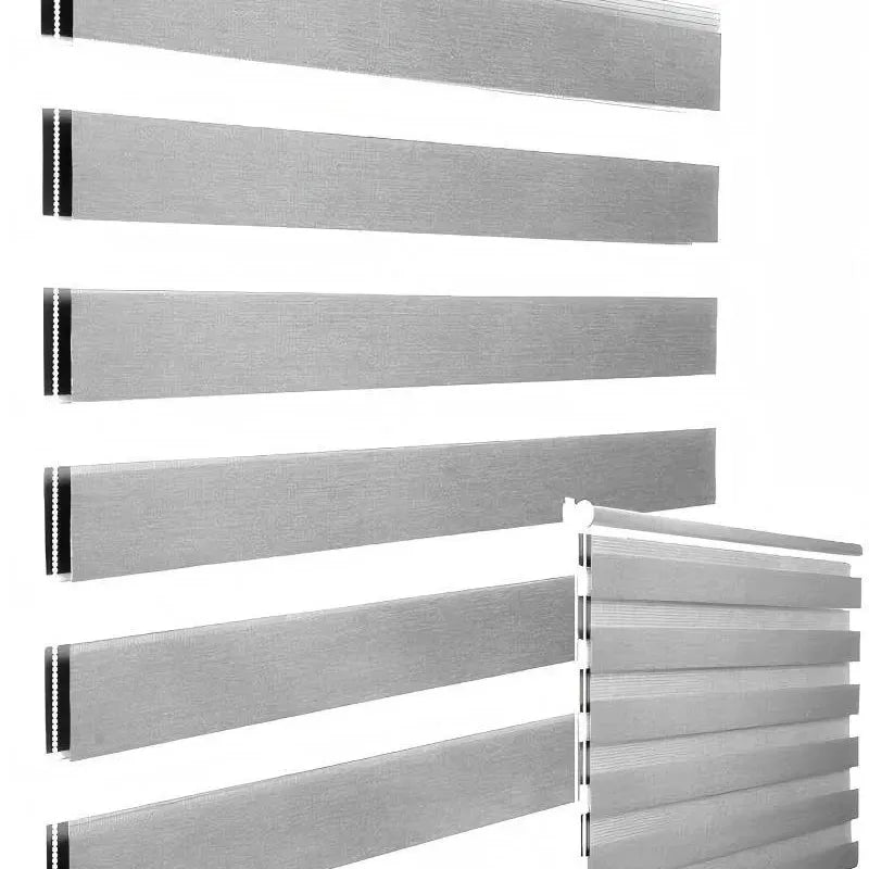 store enroulement double blanc rayures horizontales moderne clips light filtering no drill required