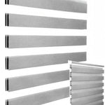 store enroulement double blanc rayures horizontales moderne clips light filtering no drill required
