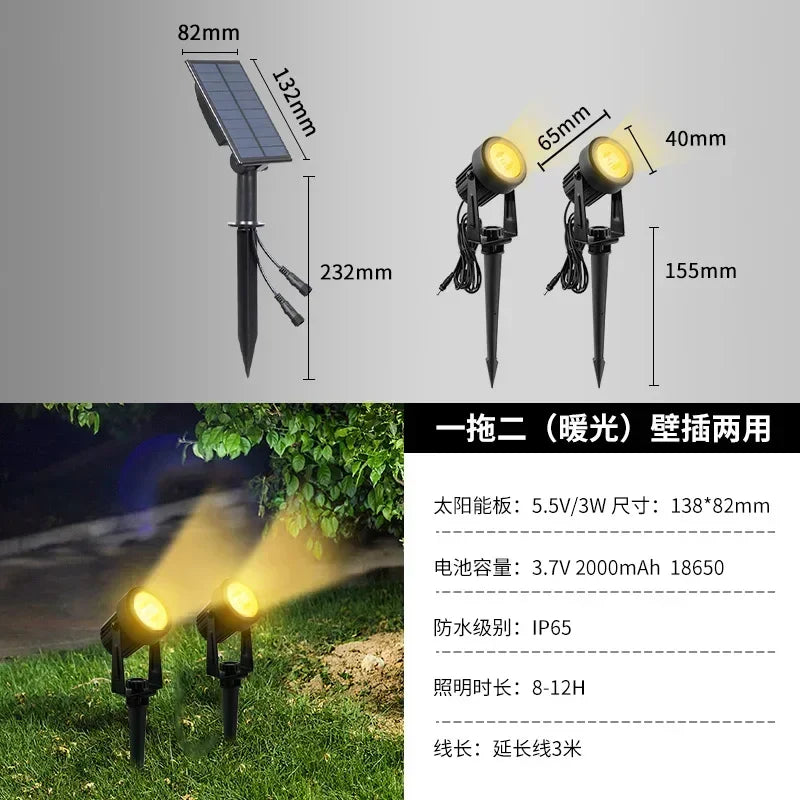 projecteur solaire led ip65 moderne autoinstallation noir opaqueextérieur jardin vacances