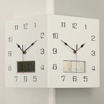 horloge murale moderne double face bois texture minimaliste date heure salon