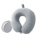 oreiller voyage bleu doux ergonomique coussin double face polyester coton rangement