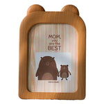 cadres photo décoration animaux tête souris girafe ours aspect bois clair rotatif beige marron