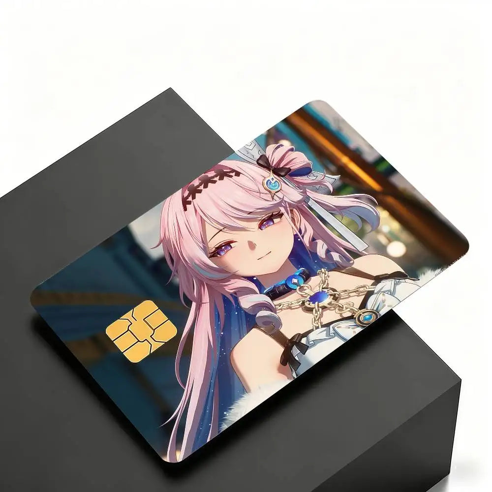 cartes crédit personnalisées anime fille étoiles adhésif rose bleu noir protégées transporte bancaire debit