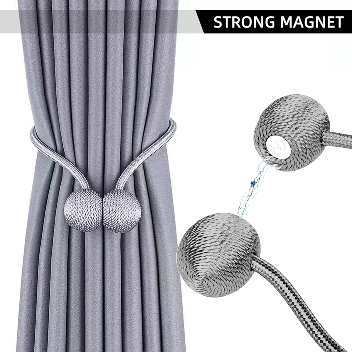 boucles magnétiques rideau corde tressée moderne beige blanc marron bleu noir rose gris orange