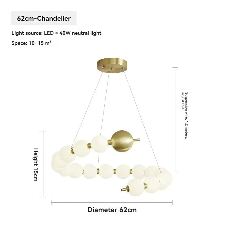 suspension lumineuse moderne boules translucides blanc doré pendentif chaînes lumière led flux lumineux haute