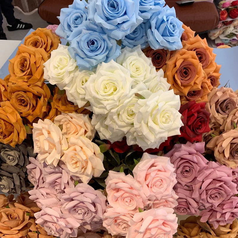 lot têtes roses artificielles fleurs soie bouquet mariage décoration maison