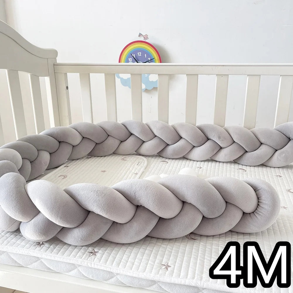 coussin lit tressé berceau bébé protection lit enfant doux blanc rose gris