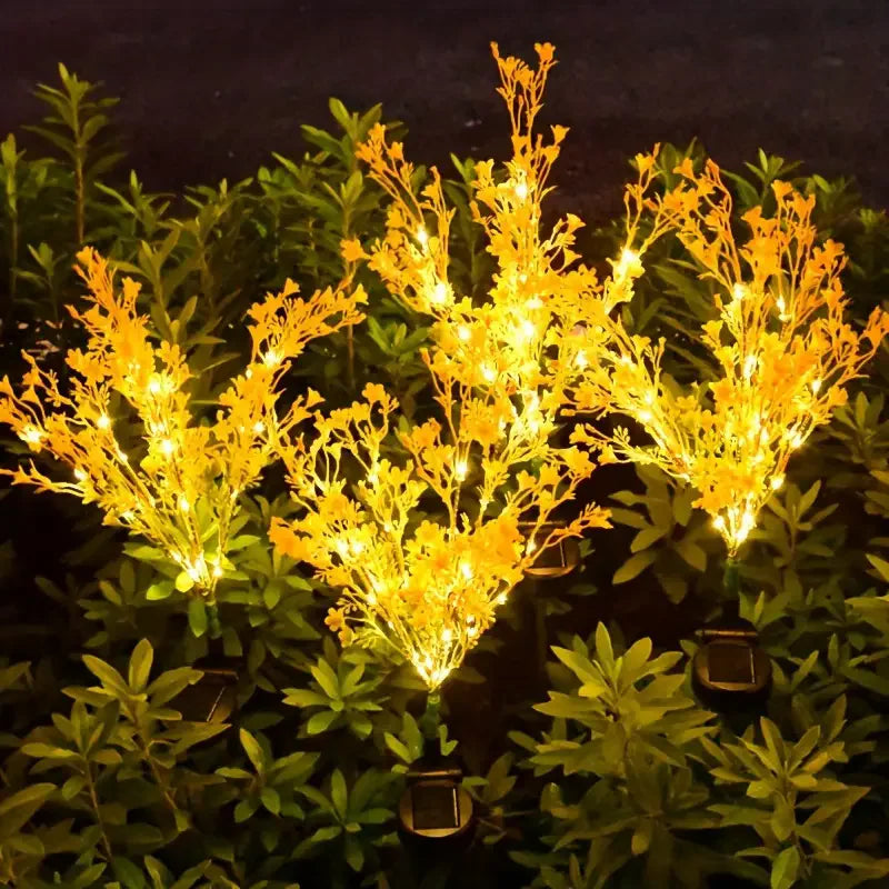 éclairage extérieur solaire plante lumineuse fleurs jaune moderne jardin autoinstallation led