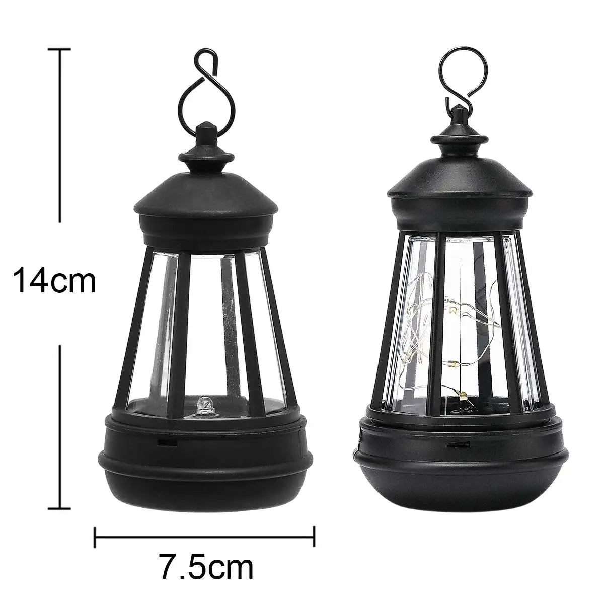 lanterne solaire transparente classique annuaire rotatif extérieur camping décoration jardin led noir