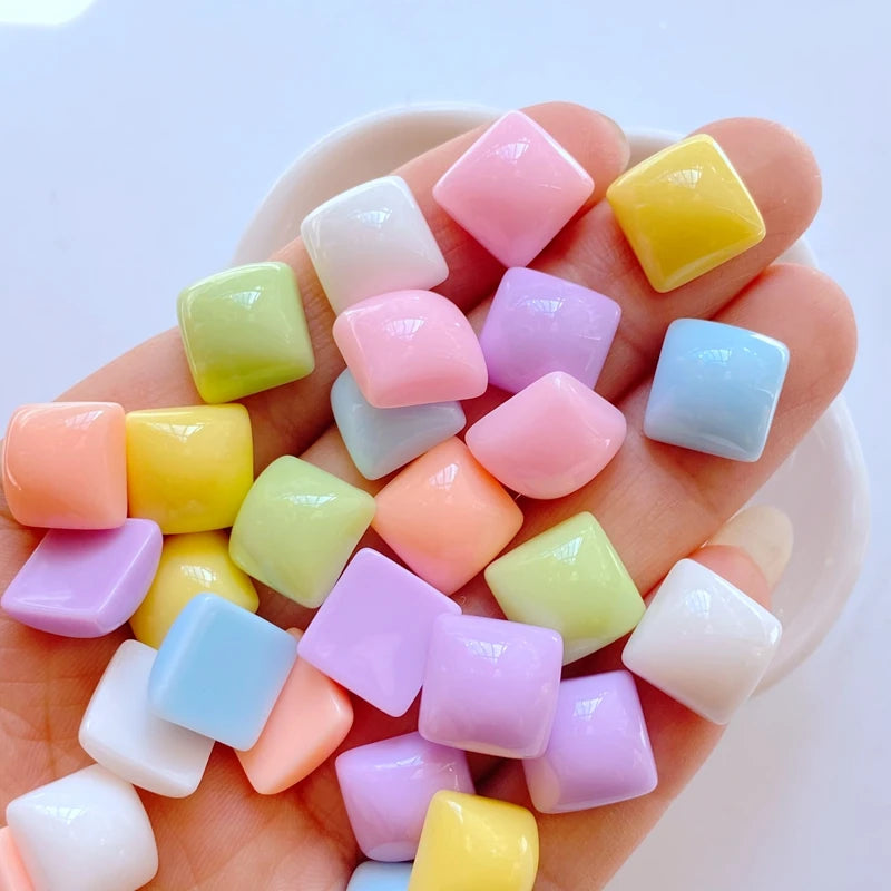 decoratives resine forme coeur etoile fleur couleurs vert jaune rose blanc bleu violet 11mm