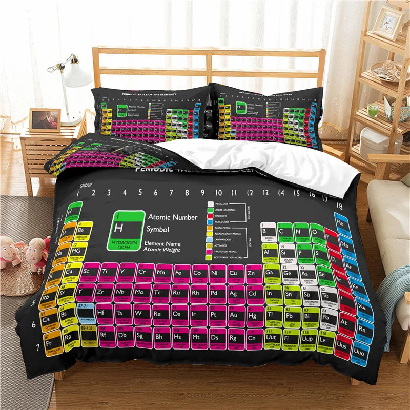 Ensemble literie avec housse et taies d'oreiller motif scientifique