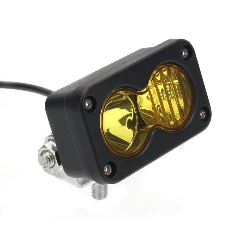 lampe travail moderne robuste noire lentilles jaunes vis fixation câble connecteur orange