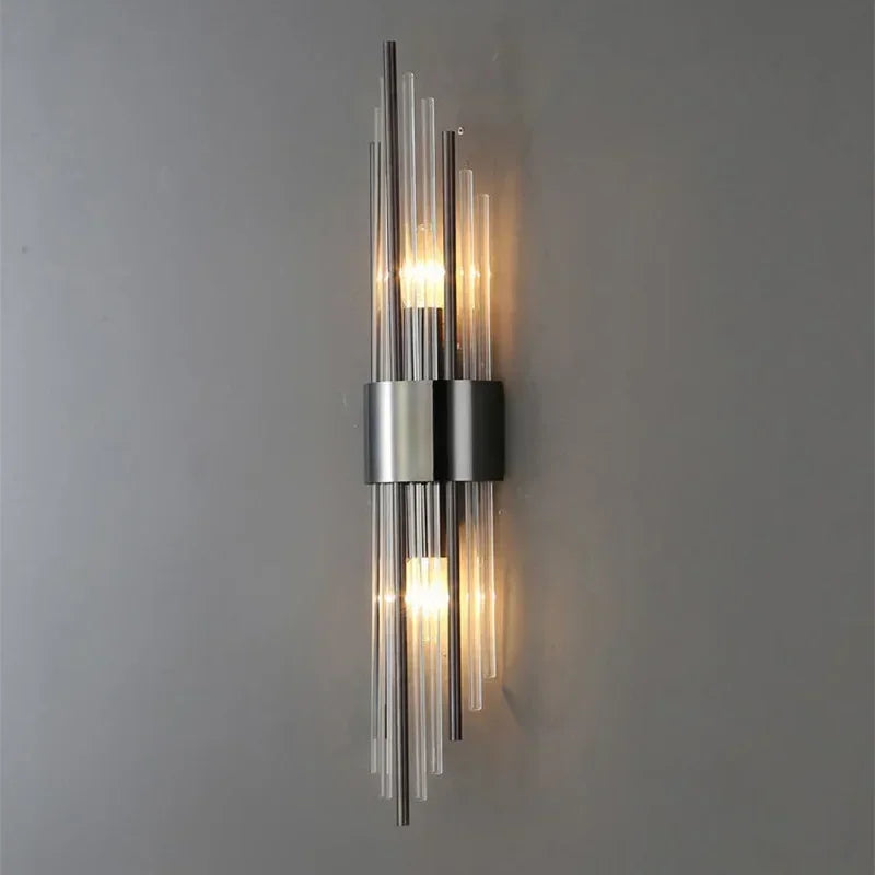 applique murale moderne or noir transparentes 35cm 56cm e14 g9