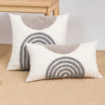 coussin moderne couverture 45x45cm gris blanc motif géométrique circulaire lavable décoration canapé nordique