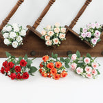 bouquets roses artificielles rouge blanc orange décoration intérieure mariage anniversaire fêtes chambre maison