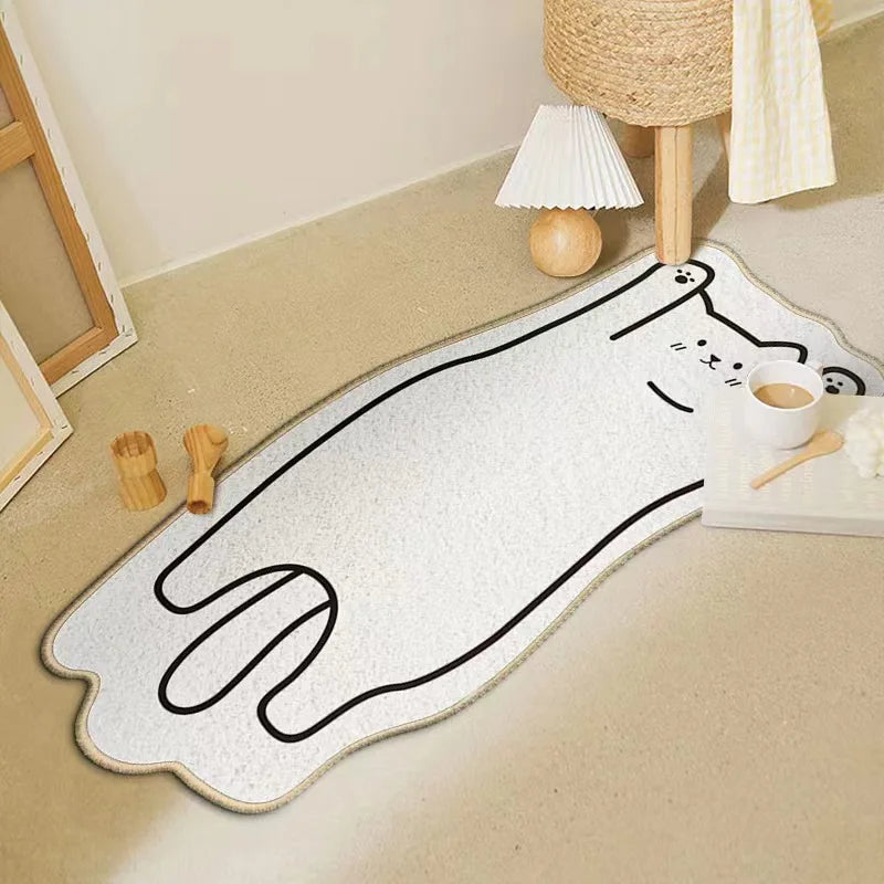 tapis moderne blanc noir anti dérapant doux chat salon chambre sol imperméable