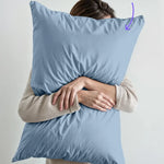 taies d'oreiller coton polyester douces rectangulaires moderne bleu clair uni pièces literie