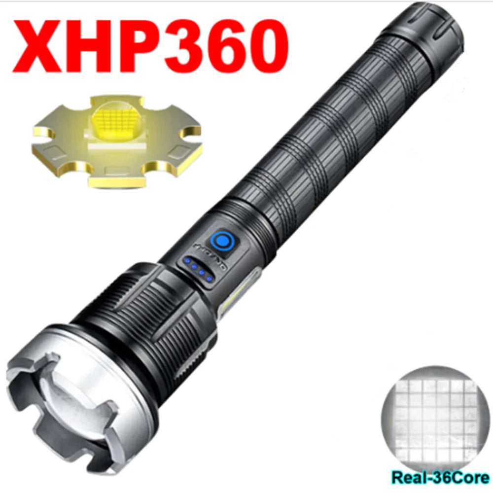 lampe torche rechargeable led intense réglable auto défense banque alimentation robuste moderne camping chasse
