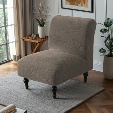 housse fauteuil gris feuilles stylisées polyester classique hand washable