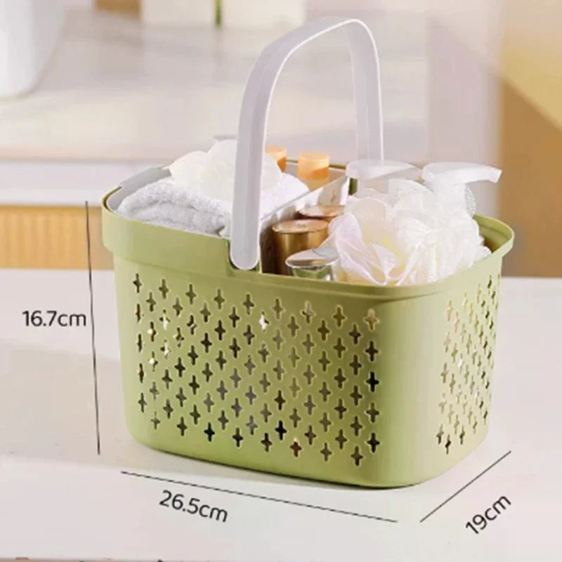 panier rangement bain portable réutilisable vert olive beige perforations moderne minimalistemaximum14words