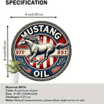 plaque métallique ronde cheval mustang drapeau américain vintage bleu blanc rouge