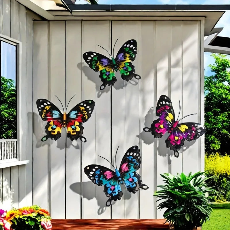 décorations murales papillons métal multicolores clips fixation jardin intérieurextérieur