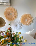 décoration murale fleurs artificielles rose clair moderne feuilles papier métal