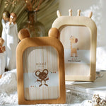 cadre photo bois naturel rayures horizontales illustration animale moderne ornement décoration