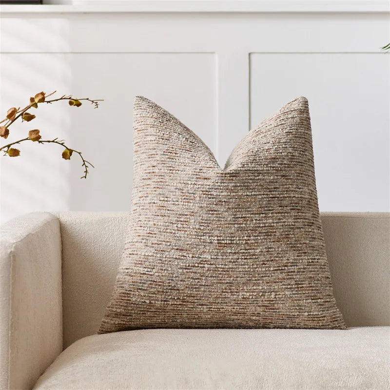 housse coussin carrée décorative texture tissée moderne canapé salon chambre couleur unie