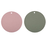 tapis silicone moderne rose gris vert olive texture nid d'abeille carré rond cuisine