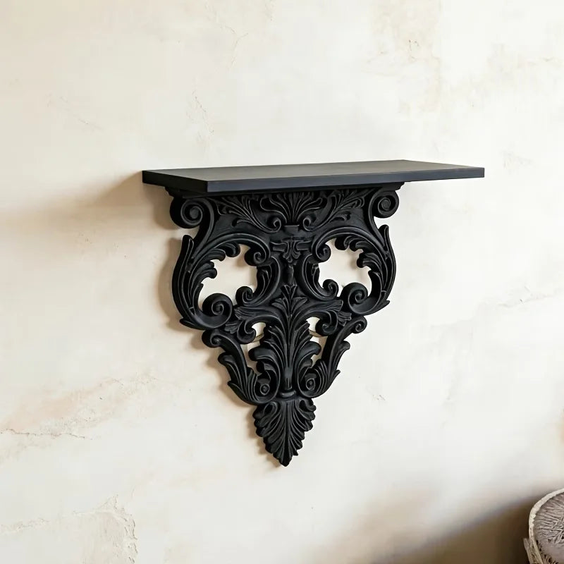 étagères murales décoratives baroques réutilisables noir blanc volutes florales vintage