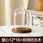 cloche verre transparent base bois bougie parfumée pinçon décoratives