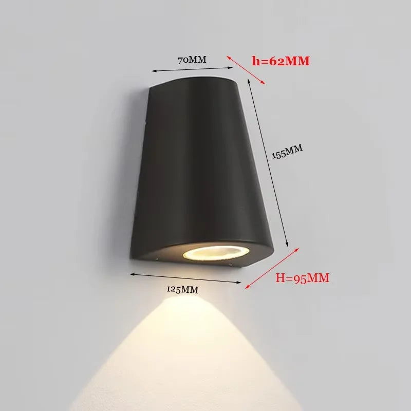 lampe murale led moderne noir mat imperméable bouton poussoir 85 265v verre trempé