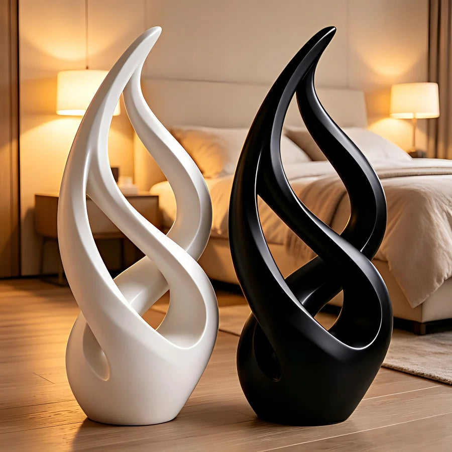 sculpture décorative moderne blanc forme ondulée contemporaine intérieur élément