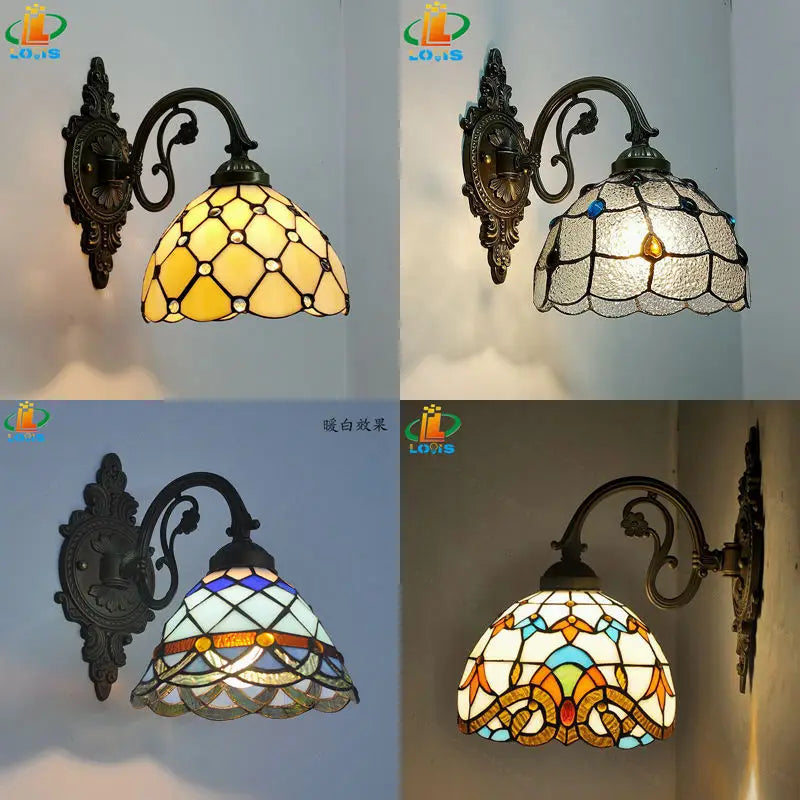 lampe murale tiffany multicolore art nouveau géométrique mosaïque salle manger chambre entrée