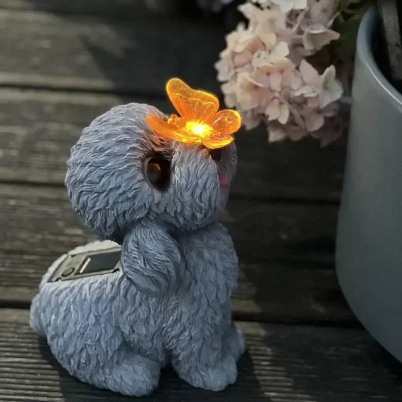 statue animale décorative extérieure lumineuse gris blanche créative patio balcon