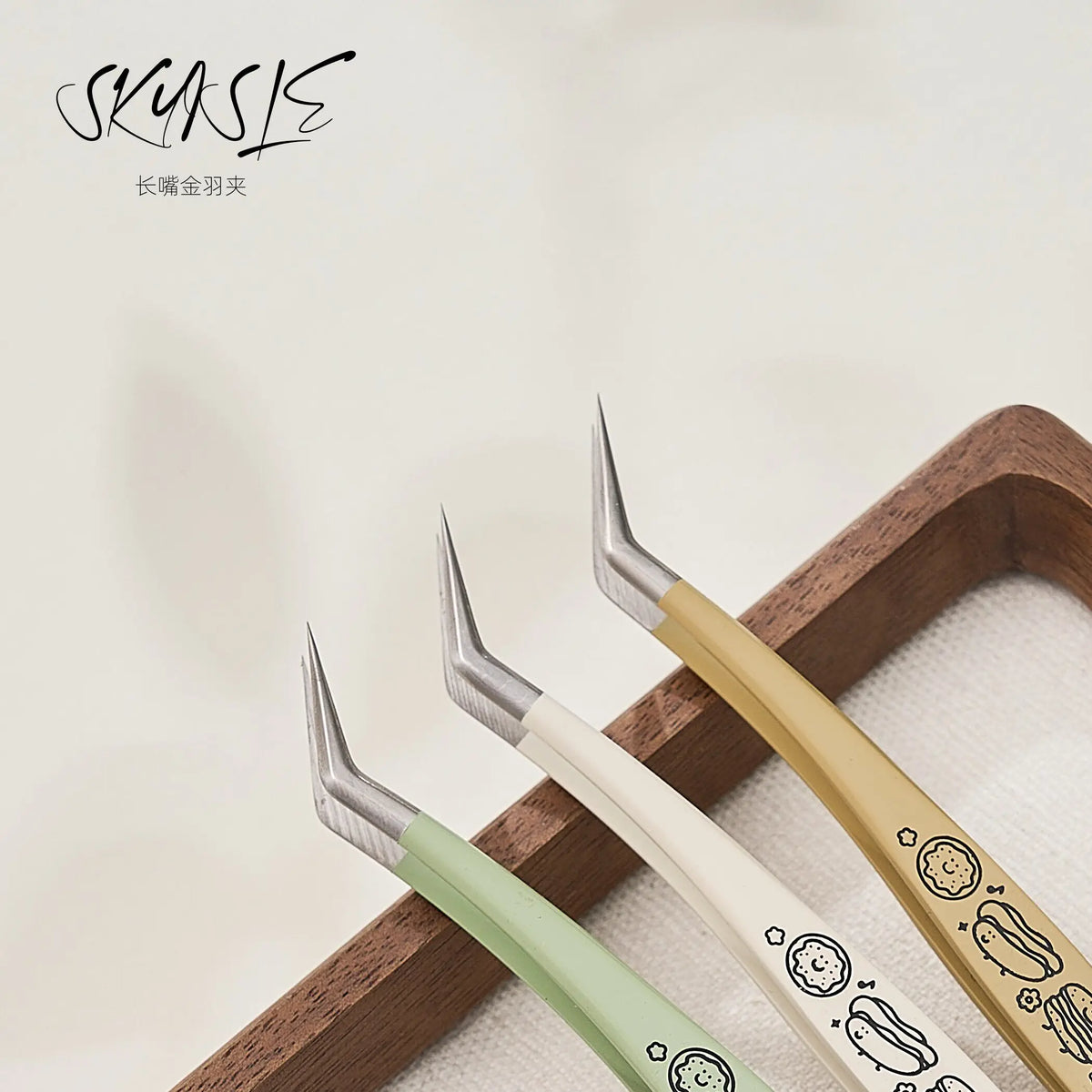 pinces épiler motifs mignons sac rangement vert clair blanc moderne minimaliste