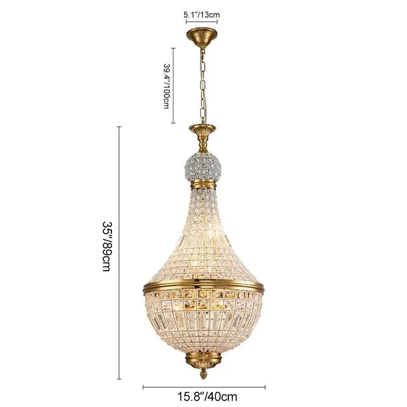 Suspension lumineuse cristal doré classique transparente salon chambre d'hôtel LED 2000 82000 lumens