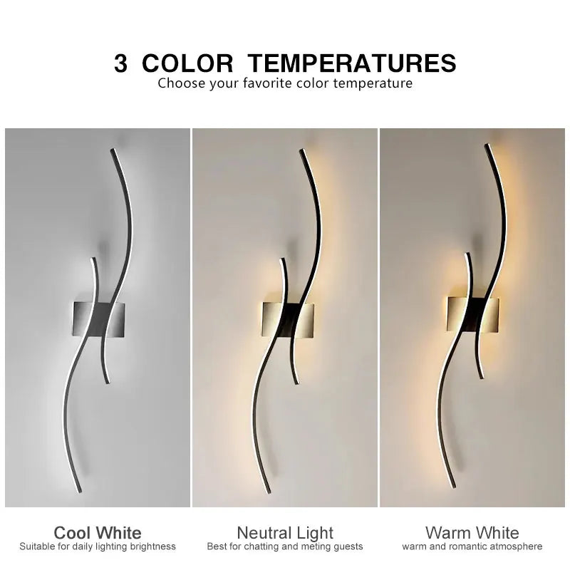 applique murale led moderne noir blanc contemporaine éclairage chambre cuisine étudeentrée salle manger