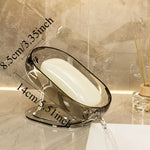 porte savon transparent moderne savon blanc luxueux mini baignoire pied stable aspect brillant