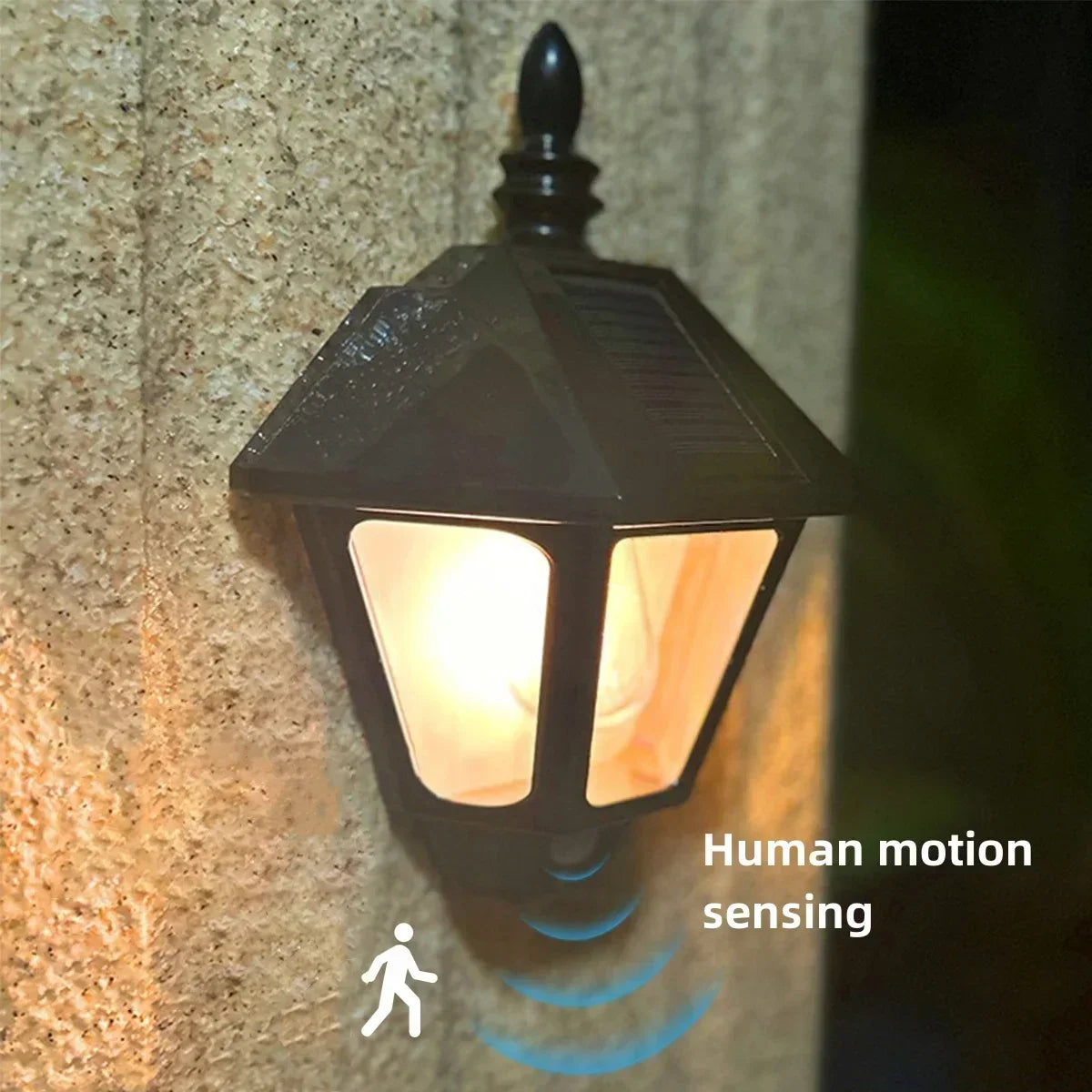 lampe solaire murale rouge noir transparente hexagonale classique détecteur mouvement autonomieextérieur